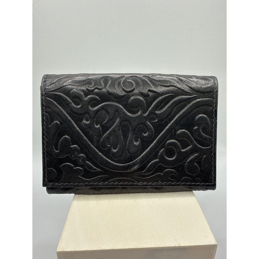 Kenneth Cole Black Embossed Leather Micro Wallet Coin Purse Credit Card‎ …